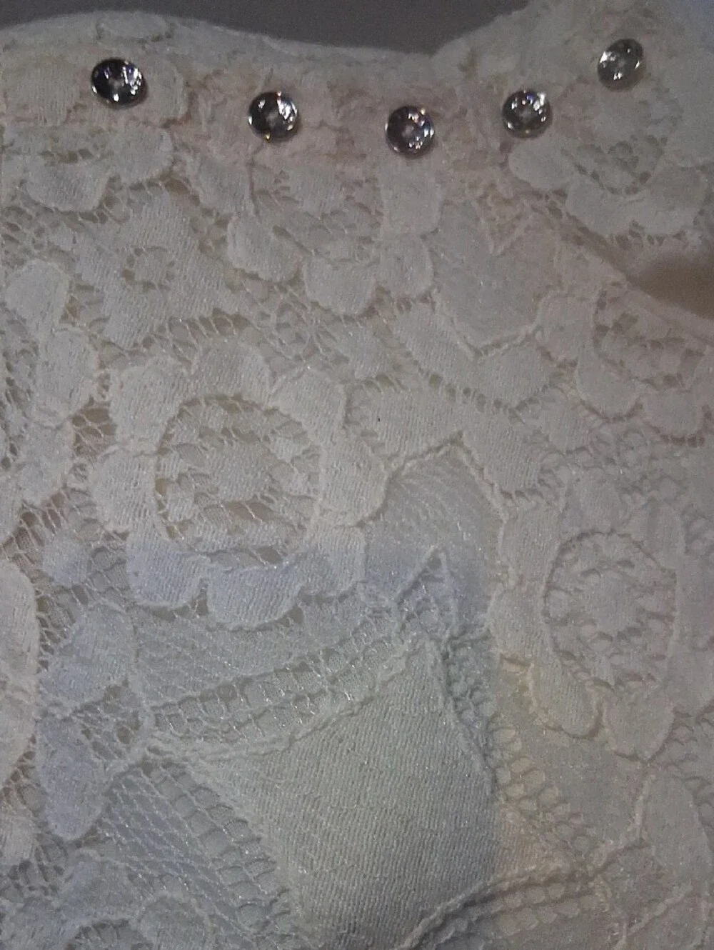 Anthropologie Cream Lace High-Neck Blouse with Shoulder Buttons